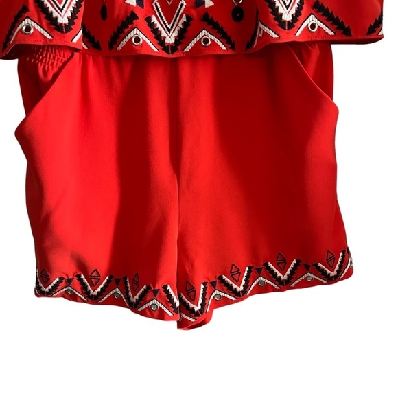 🌺PARKER Tribal Betsey Drape Romper w/ Pockets in Rampart Red Size Small🌺 - Picture 3 of 9
